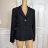 Le Suit Polyester Pant Size 6 Suit Size 8 Black Striped Lined Faux Pockets 2PC
