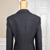 Le Suit Polyester Pant Size 6 Suit Size 8 Black Striped Lined Faux Pockets 2PC
