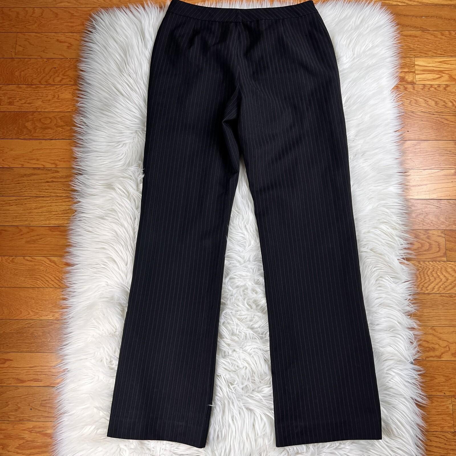Le Suit Polyester Pant Size 6 Suit Size 8 Black Striped Lined Faux Pockets 2PC