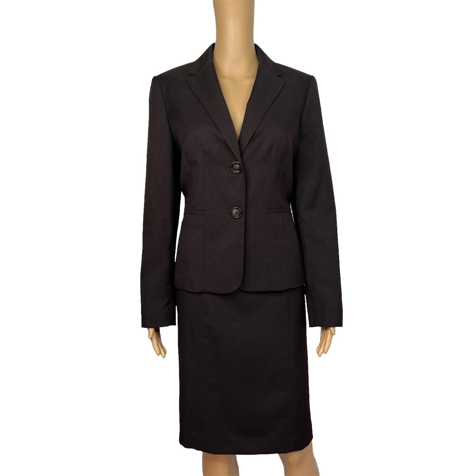New KASPER 2PC Brown Polyester Notch Collard Mismatch Skirt (SZ 10) Suit (SZ 8)