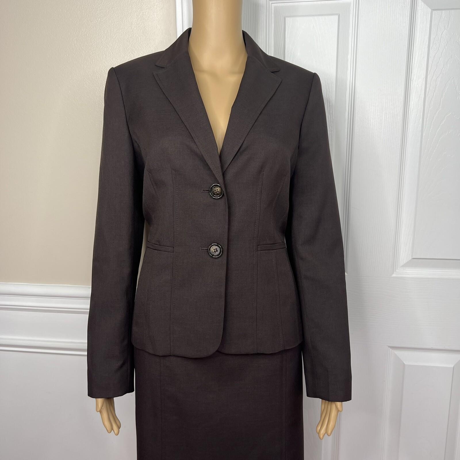 New KASPER 2PC Brown Polyester Notch Collard Mismatch Skirt (SZ 10) Suit (SZ 8)