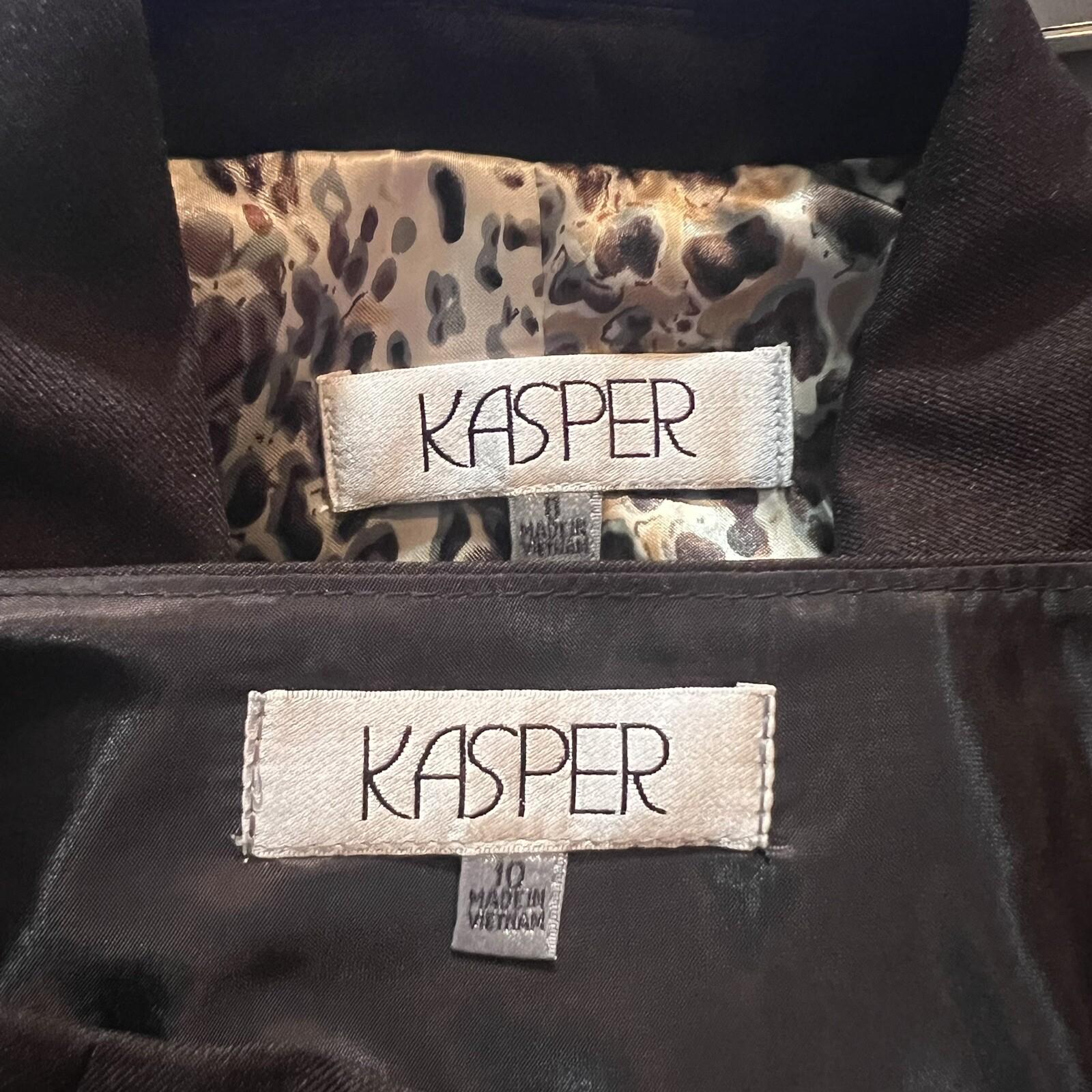 New KASPER 2PC Brown Polyester Notch Collard Mismatch Skirt (SZ 10) Suit (SZ 8)