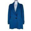 St. John Sportwear By Marie Gray Knit Blazer 4 Blue Single Breasted Faux Pockets