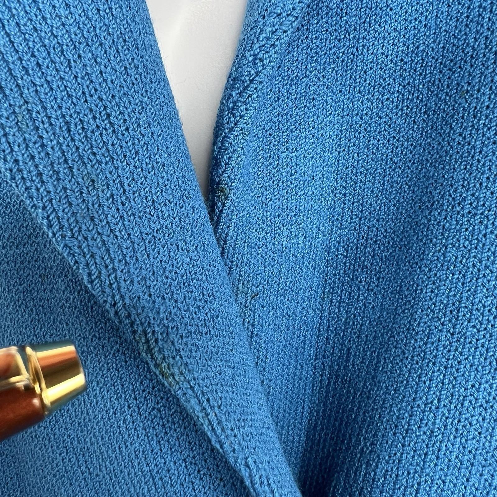 St. John Sportwear By Marie Gray Knit Blazer 4 Blue Single Breasted Faux Pockets