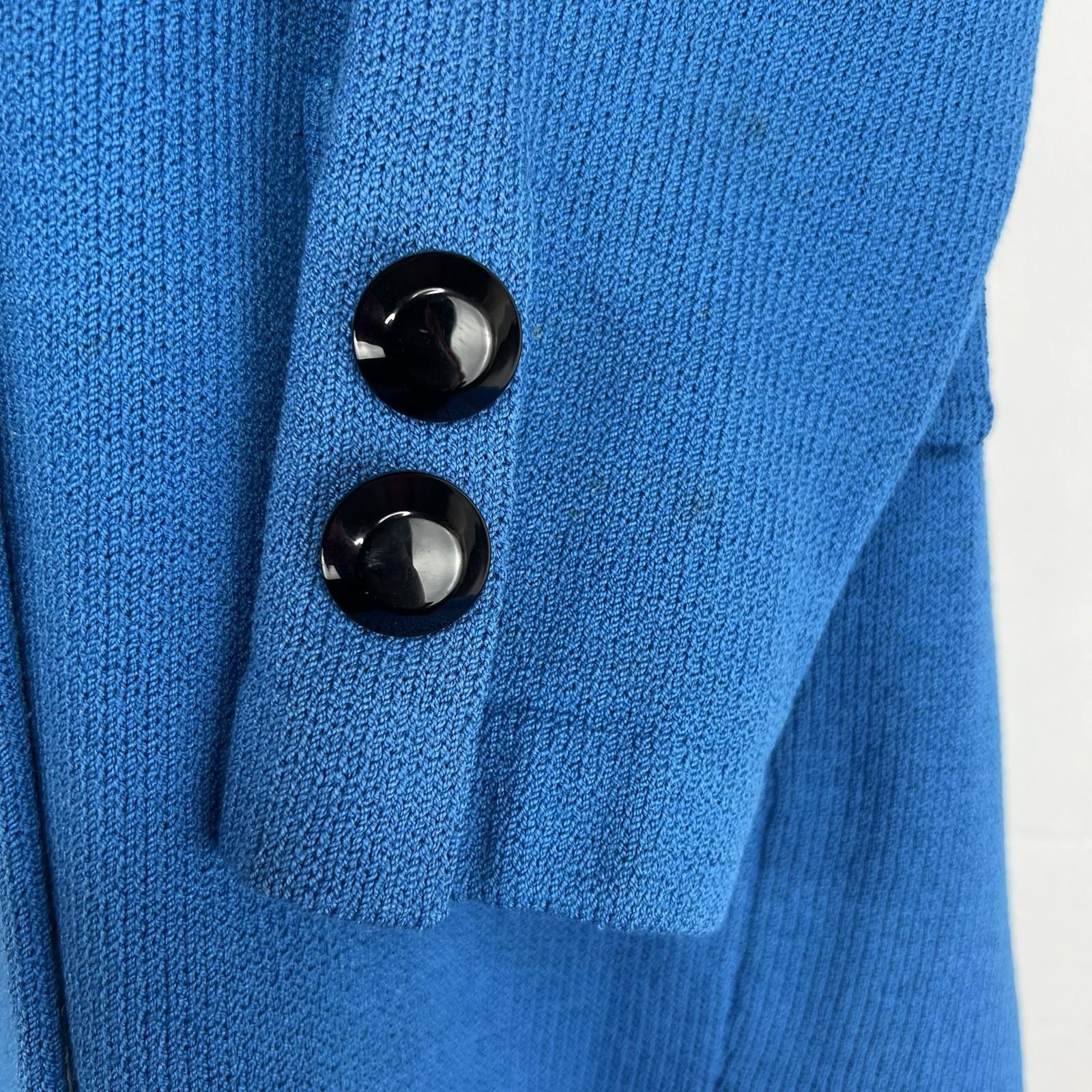 St. John Sportwear By Marie Gray Knit Blazer 4 Blue Single Breasted Faux Pockets