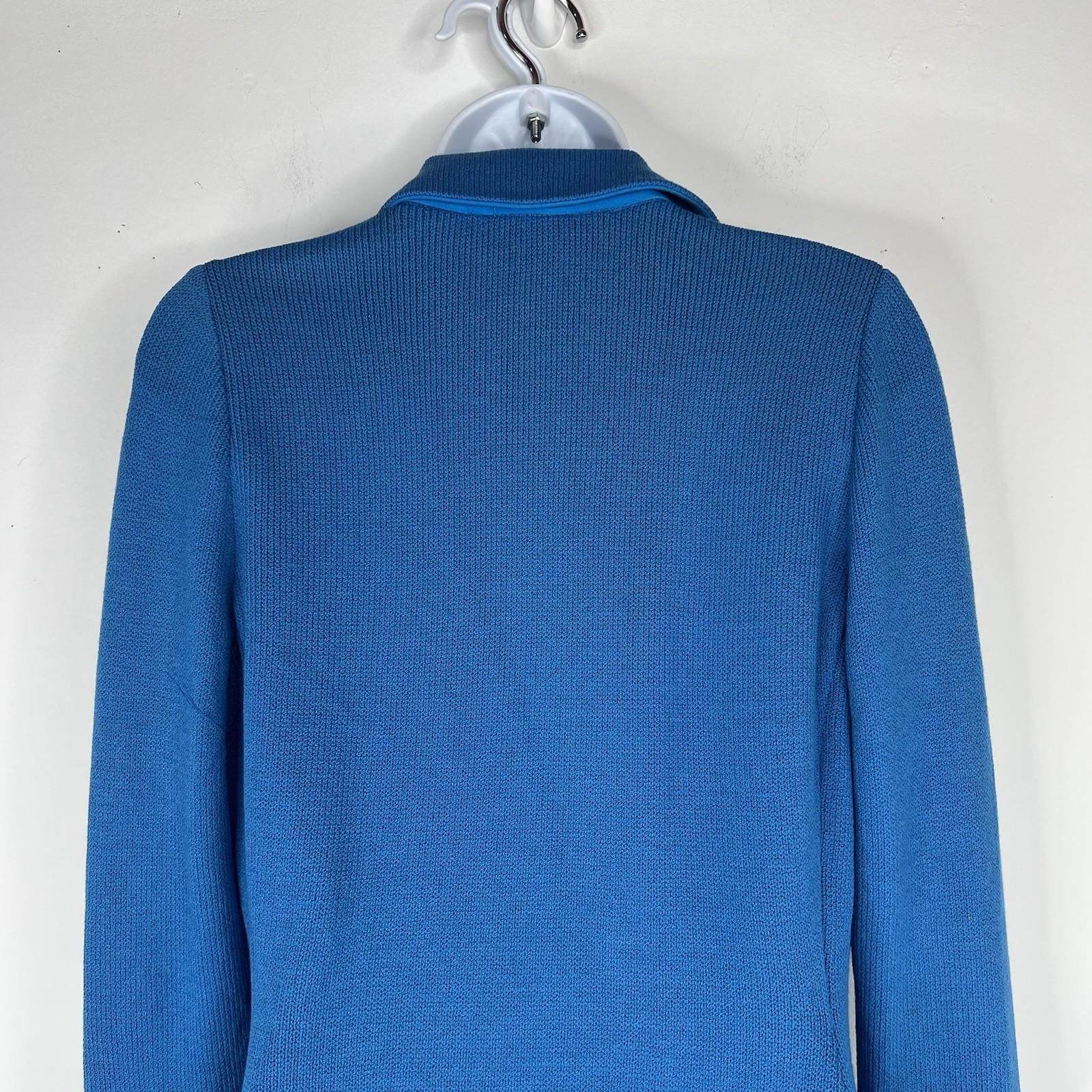 St. John Sportwear By Marie Gray Knit Blazer 4 Blue Single Breasted Faux Pockets