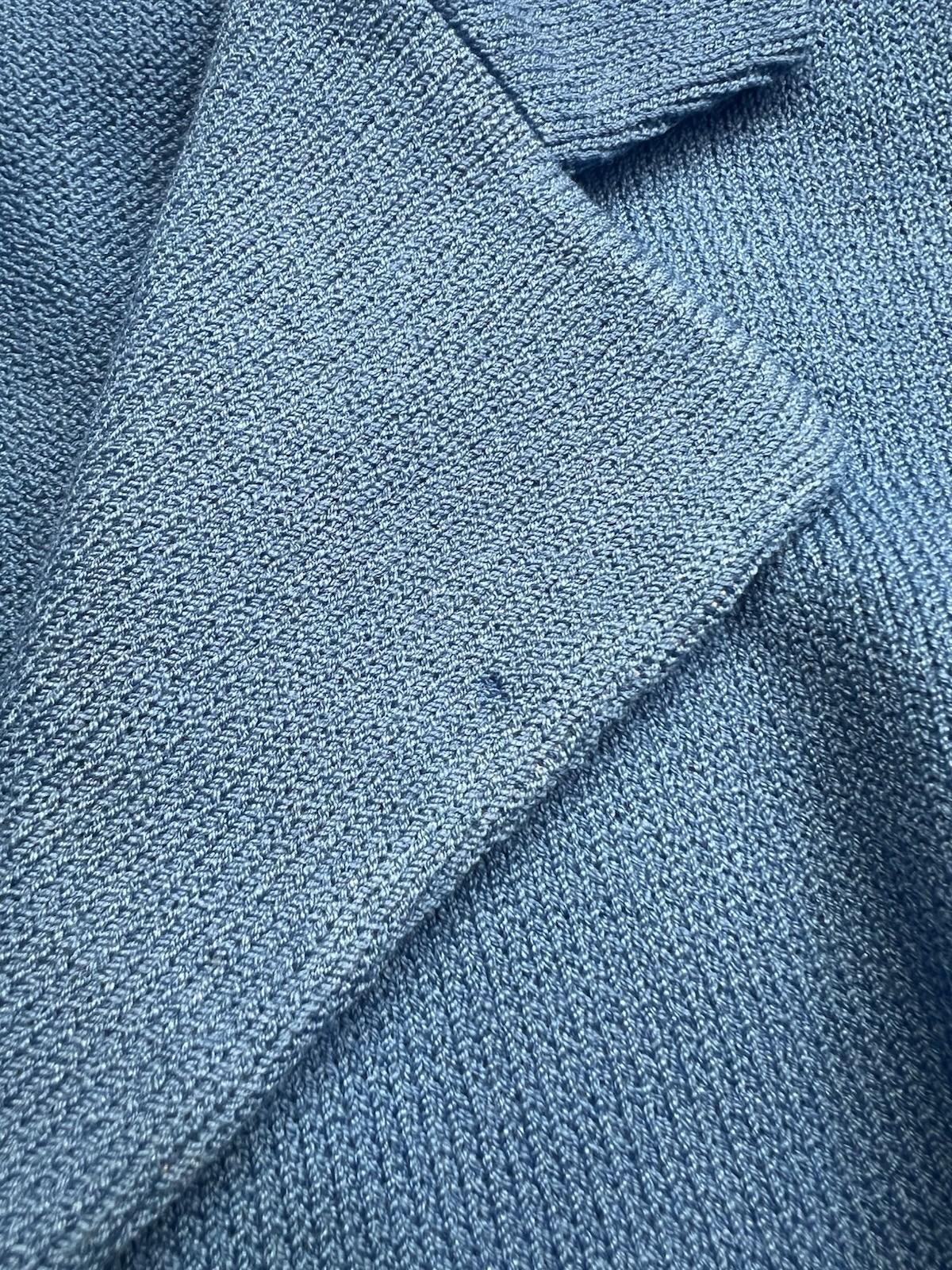 St. John Sportwear By Marie Gray Knit Blazer 4 Blue Single Breasted Faux Pockets