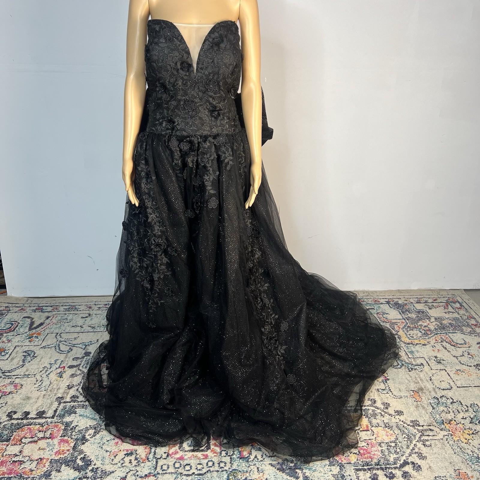 Gothic Black Corset Lace Strapless Wedding Wedding Dress 18 Sweetheart Formal