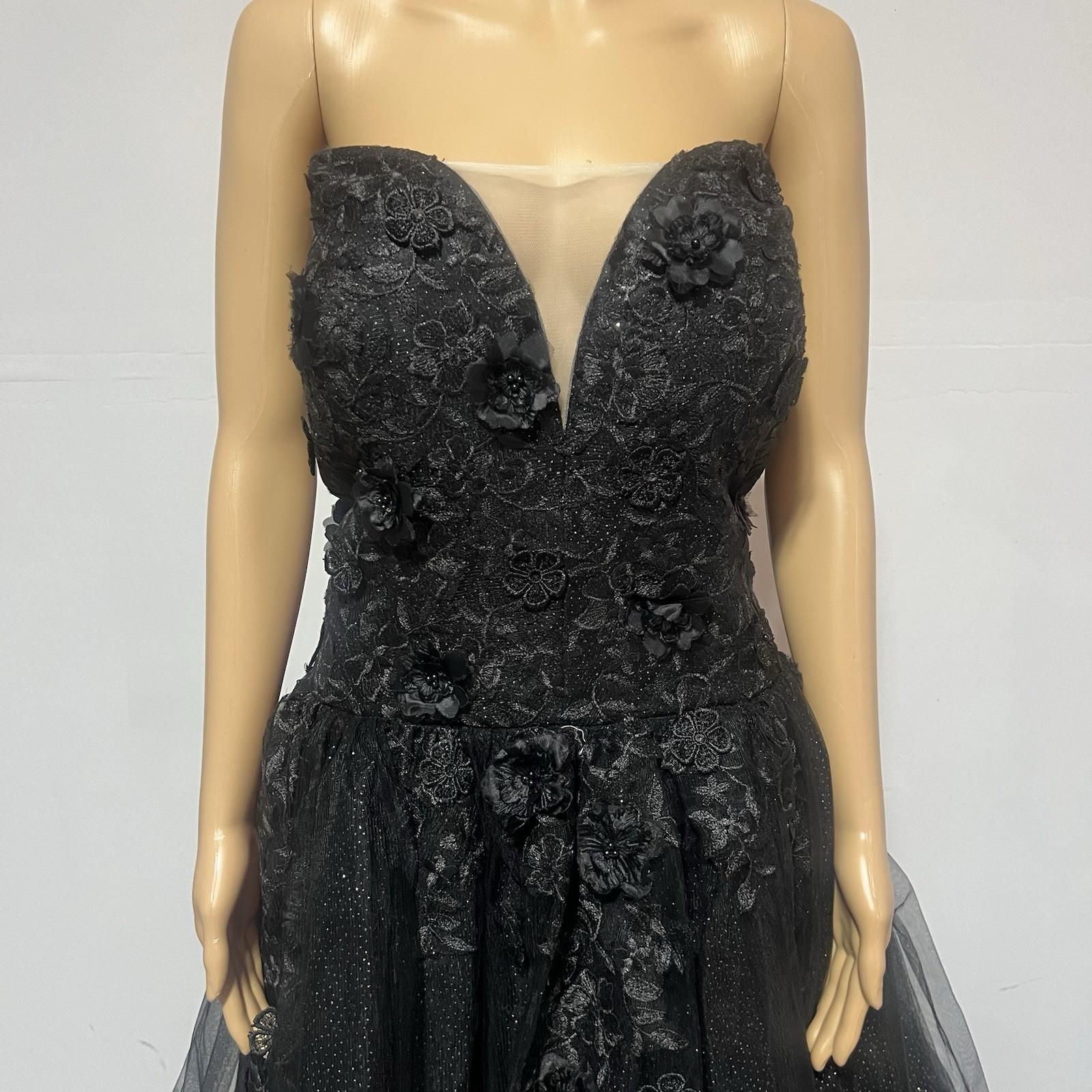Gothic Black Corset Lace Strapless Wedding Wedding Dress 18 Sweetheart Formal