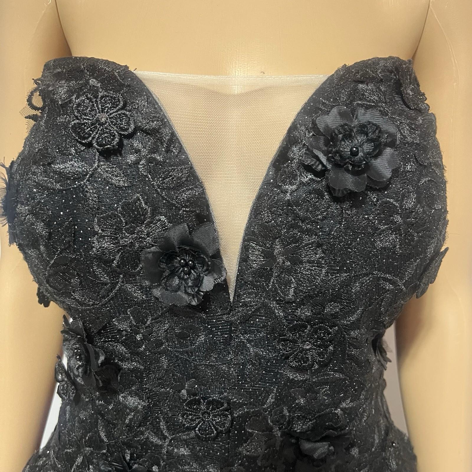 Gothic Black Corset Lace Strapless Wedding Wedding Dress 18 Sweetheart Formal