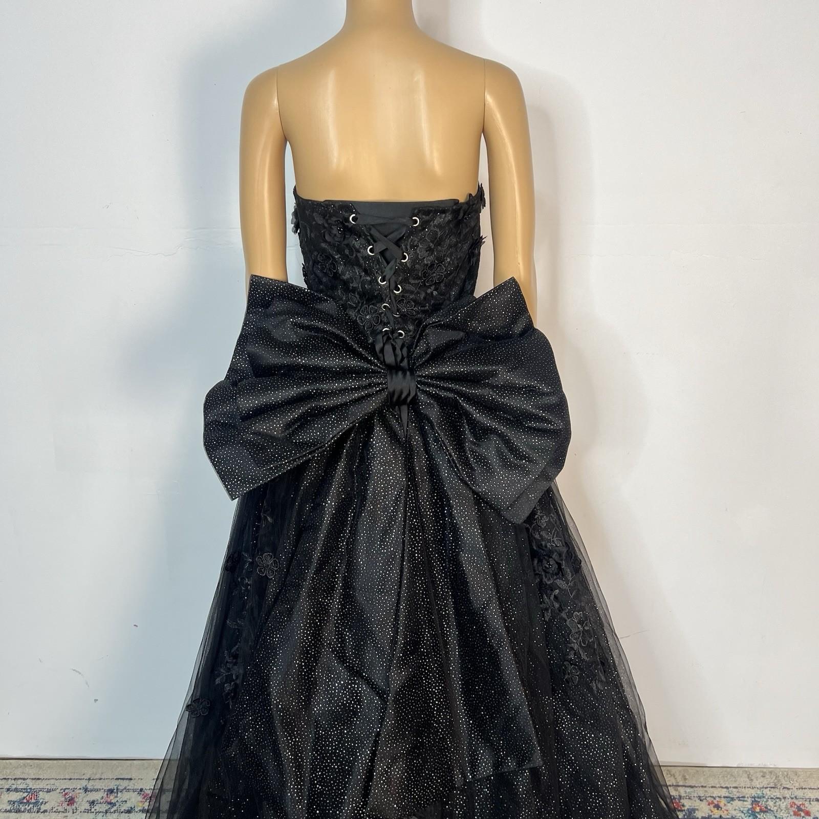 Gothic Black Corset Lace Strapless Wedding Wedding Dress 18 Sweetheart Formal