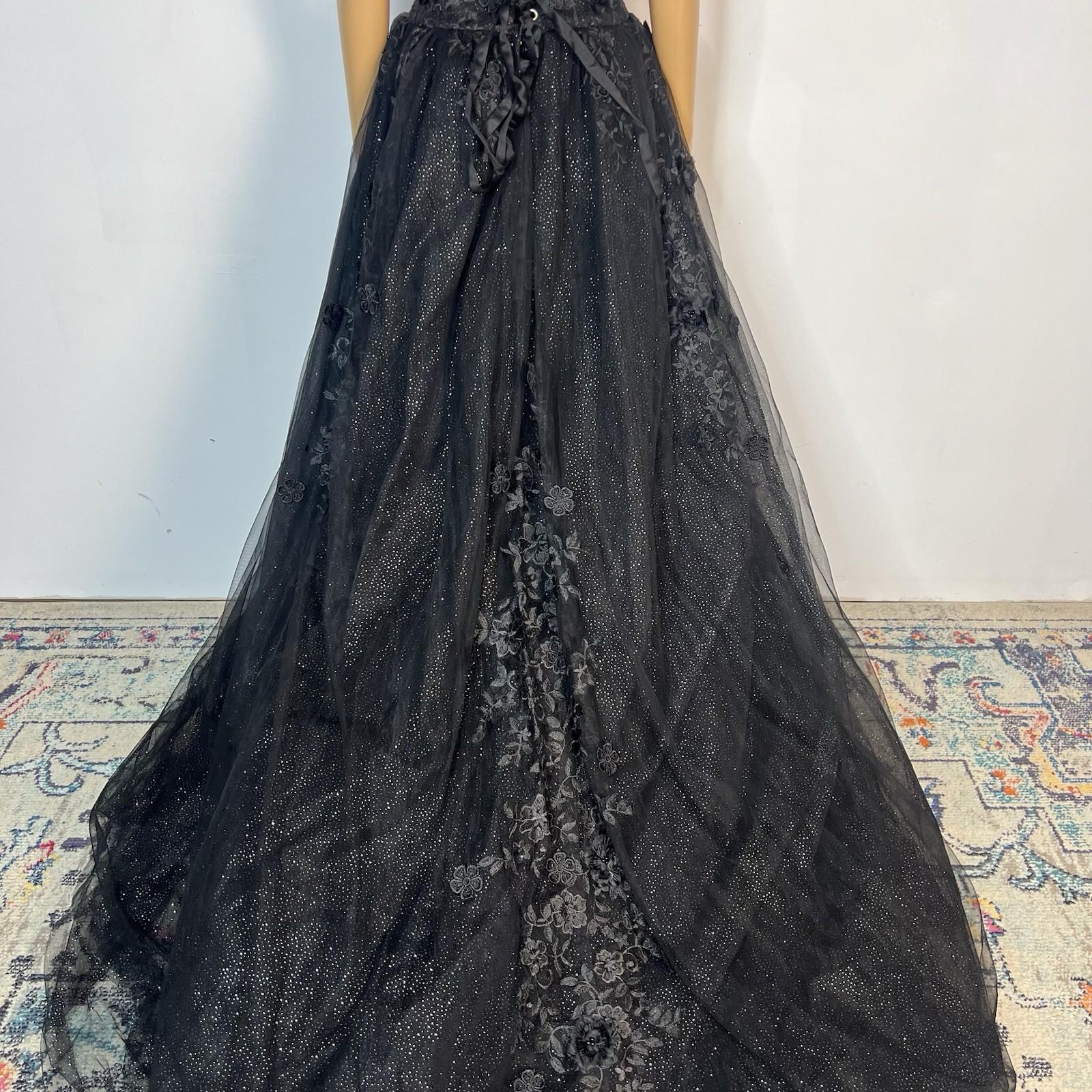 Gothic Black Corset Lace Strapless Wedding Wedding Dress 18 Sweetheart Formal