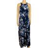 New Eliza J maxi halter dress 8 Mother of the bride chiffon navy floral belted