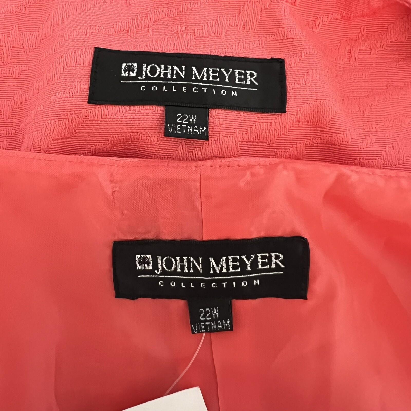 New JOHN MEYER 2P Coral Polyester Lined Collarless Dress Suit Size 22W MSRP 0