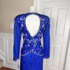JMC Blue Beaded Sequin Natural Silk Open Back Formal Party Dress Size S (6-8)