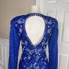 JMC Blue Beaded Sequin Natural Silk Open Back Formal Party Dress Size S (6-8)