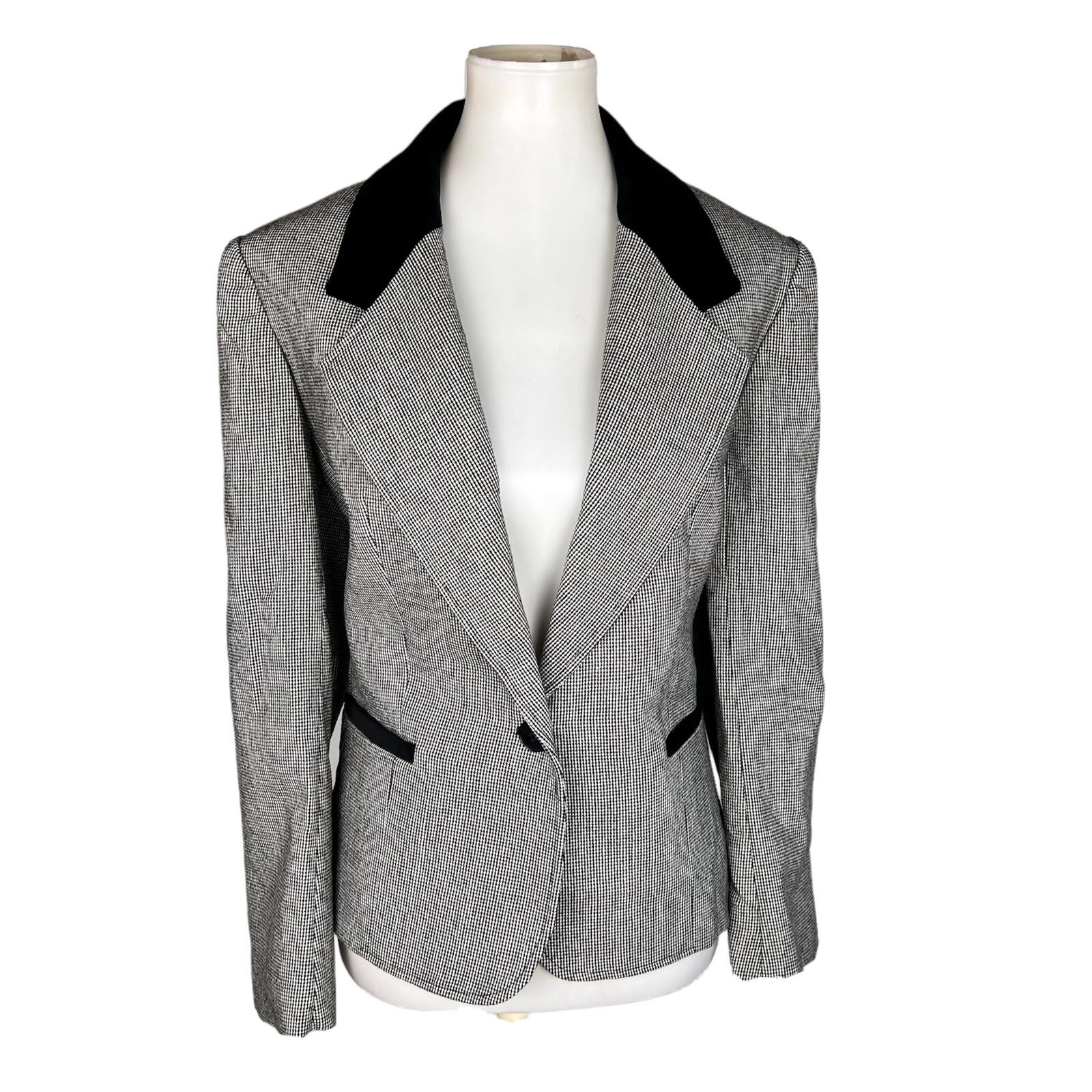 New VTG ILGWU EVAN PICONE Pleated Black White Velvet Wool Blend Skirt Suit Sz 10