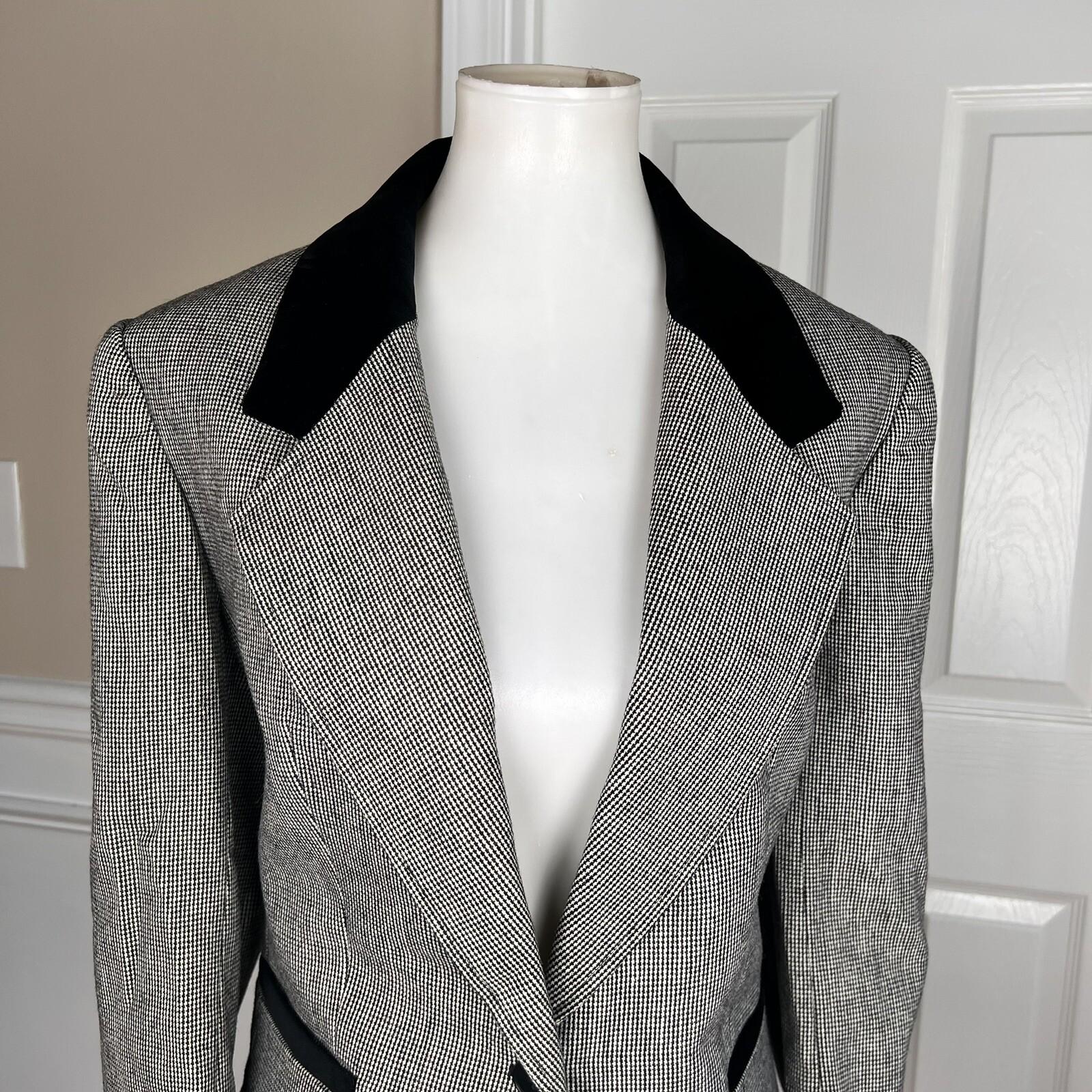 New VTG ILGWU EVAN PICONE Pleated Black White Velvet Wool Blend Skirt Suit Sz 10