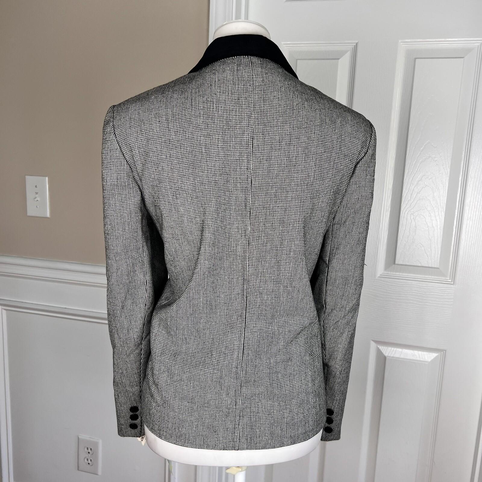 New VTG ILGWU EVAN PICONE Pleated Black White Velvet Wool Blend Skirt Suit Sz 10
