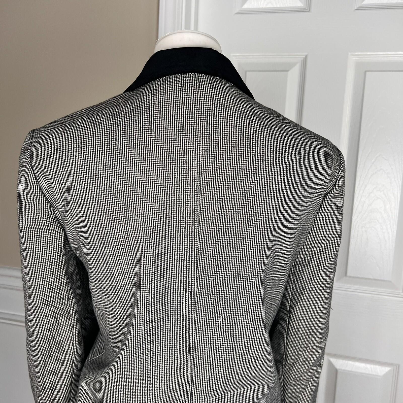 New VTG ILGWU EVAN PICONE Pleated Black White Velvet Wool Blend Skirt Suit Sz 10