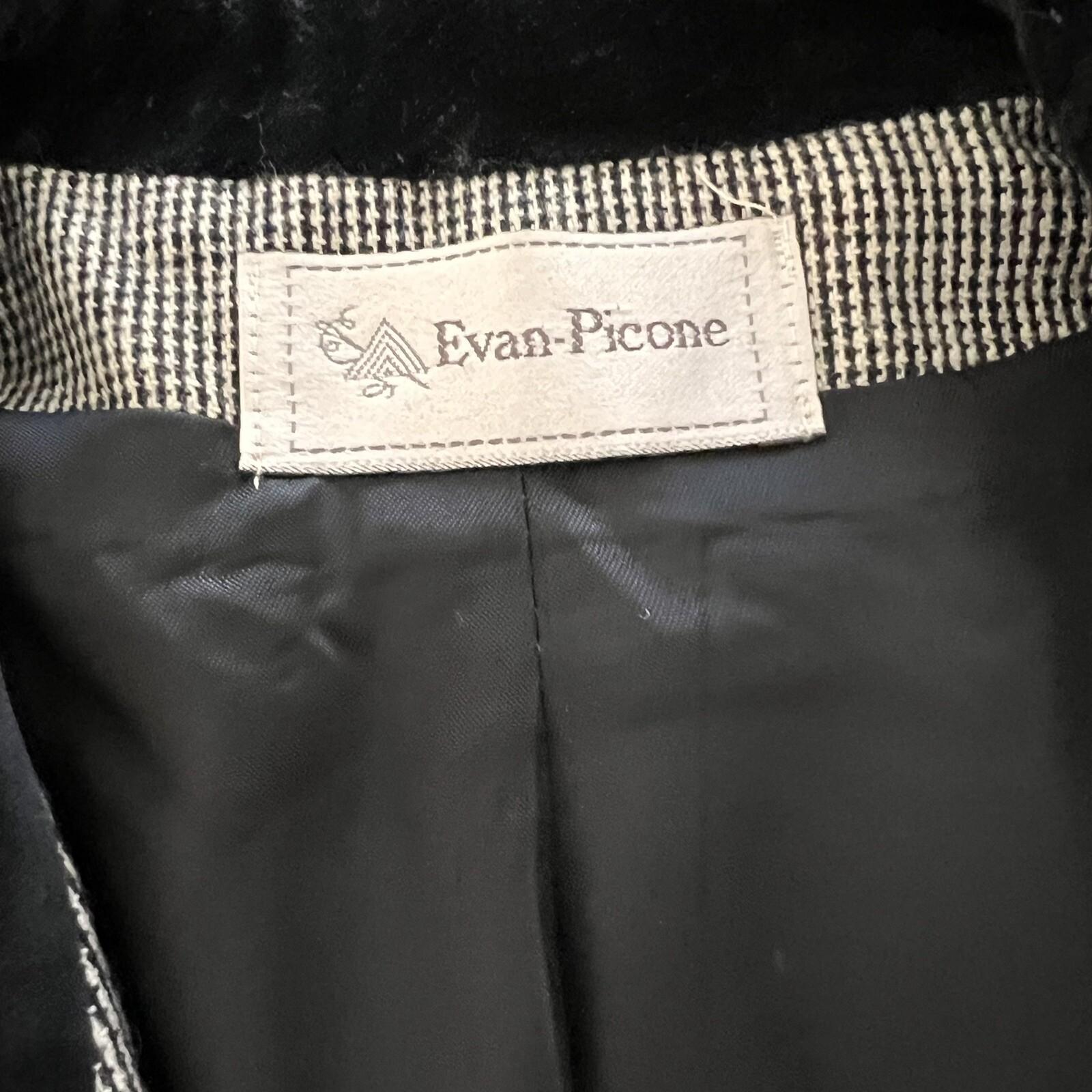 New VTG ILGWU EVAN PICONE Pleated Black White Velvet Wool Blend Skirt Suit Sz 10