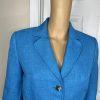 TAHARI Women Polyester Blazer Size 4 Single Breasted Blue Lined Belted