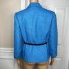 TAHARI Women Polyester Blazer Size 4 Single Breasted Blue Lined Belted