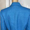 TAHARI Women Polyester Blazer Size 4 Single Breasted Blue Lined Belted