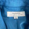 TAHARI Women Polyester Blazer Size 4 Single Breasted Blue Lined Belted