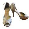 10-4645.jpg Fergalicious Shoes Size 9M Silver Shiny Platform Open Toe Ankle Strap Pumps