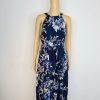New Eliza J maxi halter dress 8 Mother of the bride chiffon navy floral belted