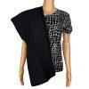 Liz Claiborne Polyester Sweater Top Pant Size 8P Black White Short Sleeves