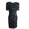 Katryn Conover Women Dress Size 10 Black Short Sleeves Beaded Sequin Lined
