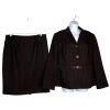 LARRY LEVINE Polyester Metallic Skirt Suit 14W Brown Notch Collar Career 2PC