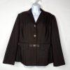 LARRY LEVINE Polyester Metallic Skirt Suit 14W Brown Notch Collar Career 2PC