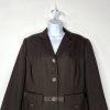 LARRY LEVINE Polyester Metallic Skirt Suit 14W Brown Notch Collar Career 2PC