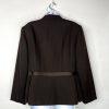 LARRY LEVINE Polyester Metallic Skirt Suit 14W Brown Notch Collar Career 2PC