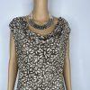 Kenneth Cole Women Stretch Dress Size M Floral Cowl Neck Sleeveless Bodycon