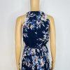 New Eliza J maxi halter dress 8 Mother of the bride chiffon navy floral belted
