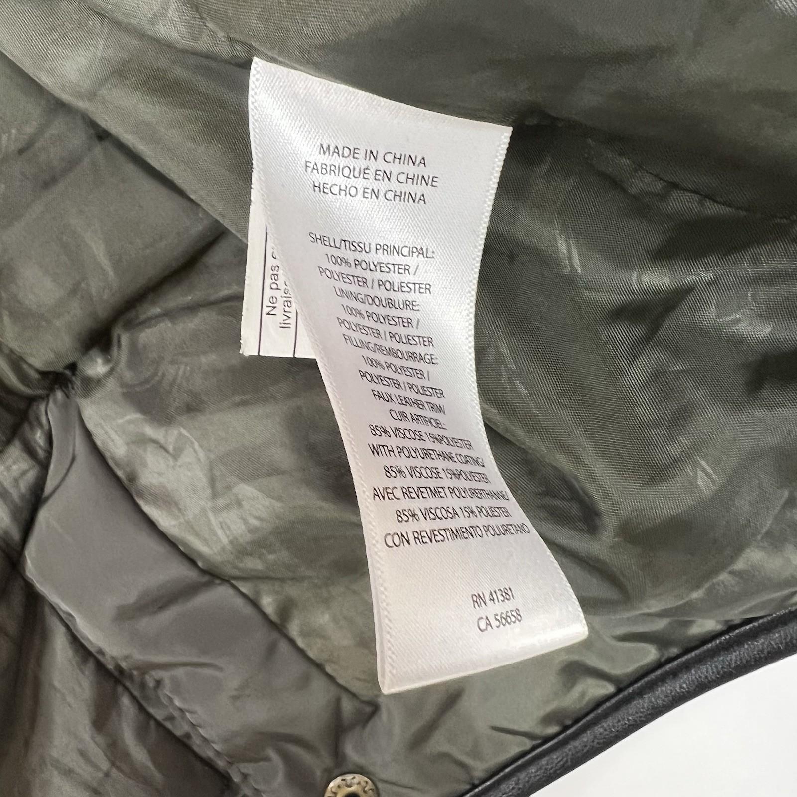 Lauren Ralph Lauren quilted hooded coat size M dark moss full zip Snap Logo