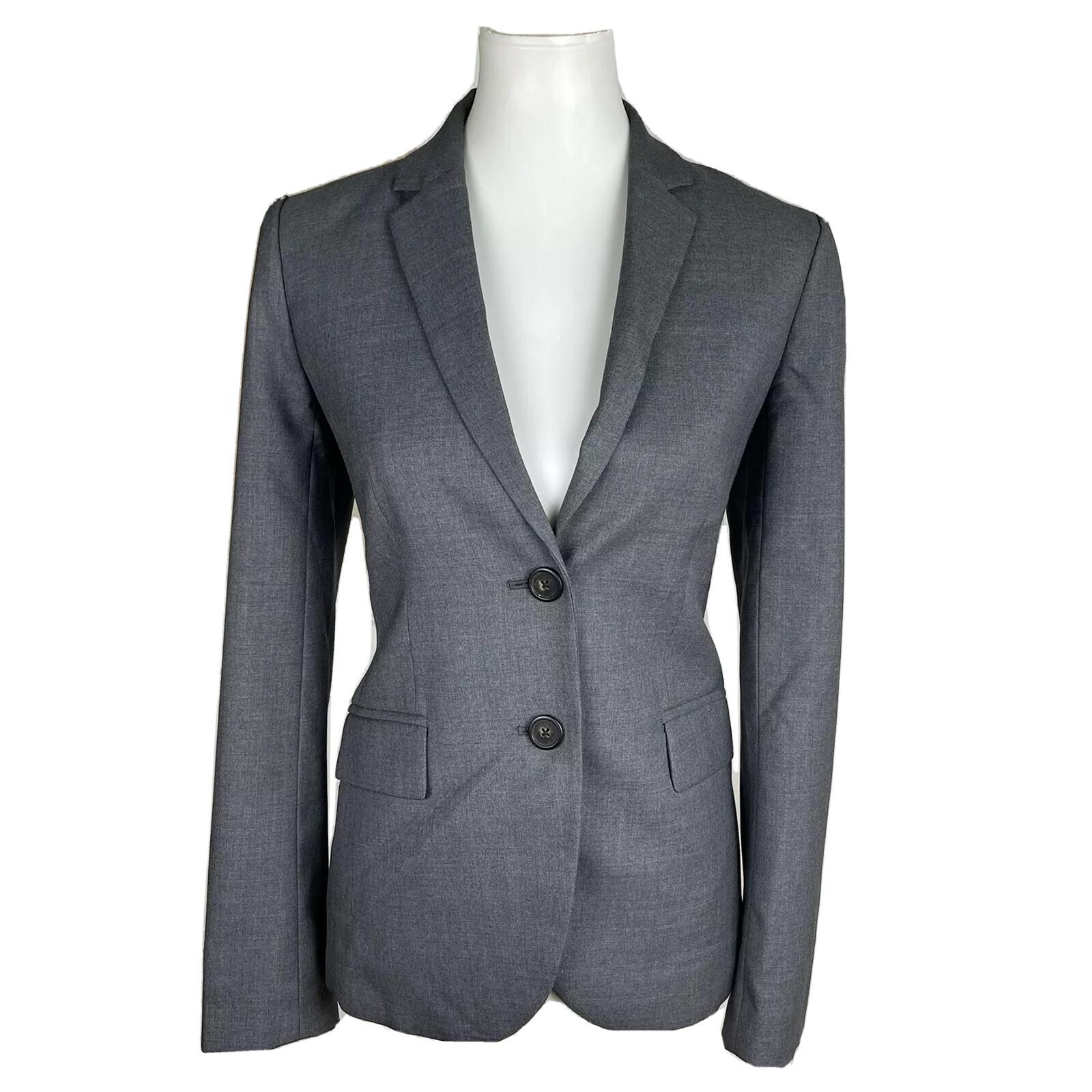 J.CREW 1035 Super 120's Women Gray Career Wool Lined Blazer Size 4