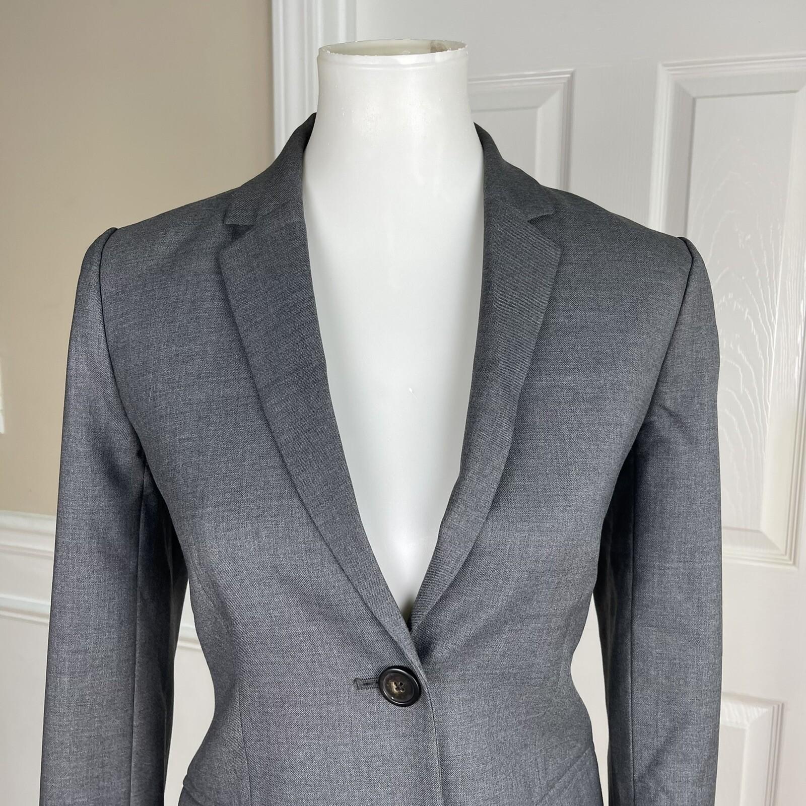 J.CREW 1035 Super 120's Women Gray Career Wool Lined Blazer Size 4