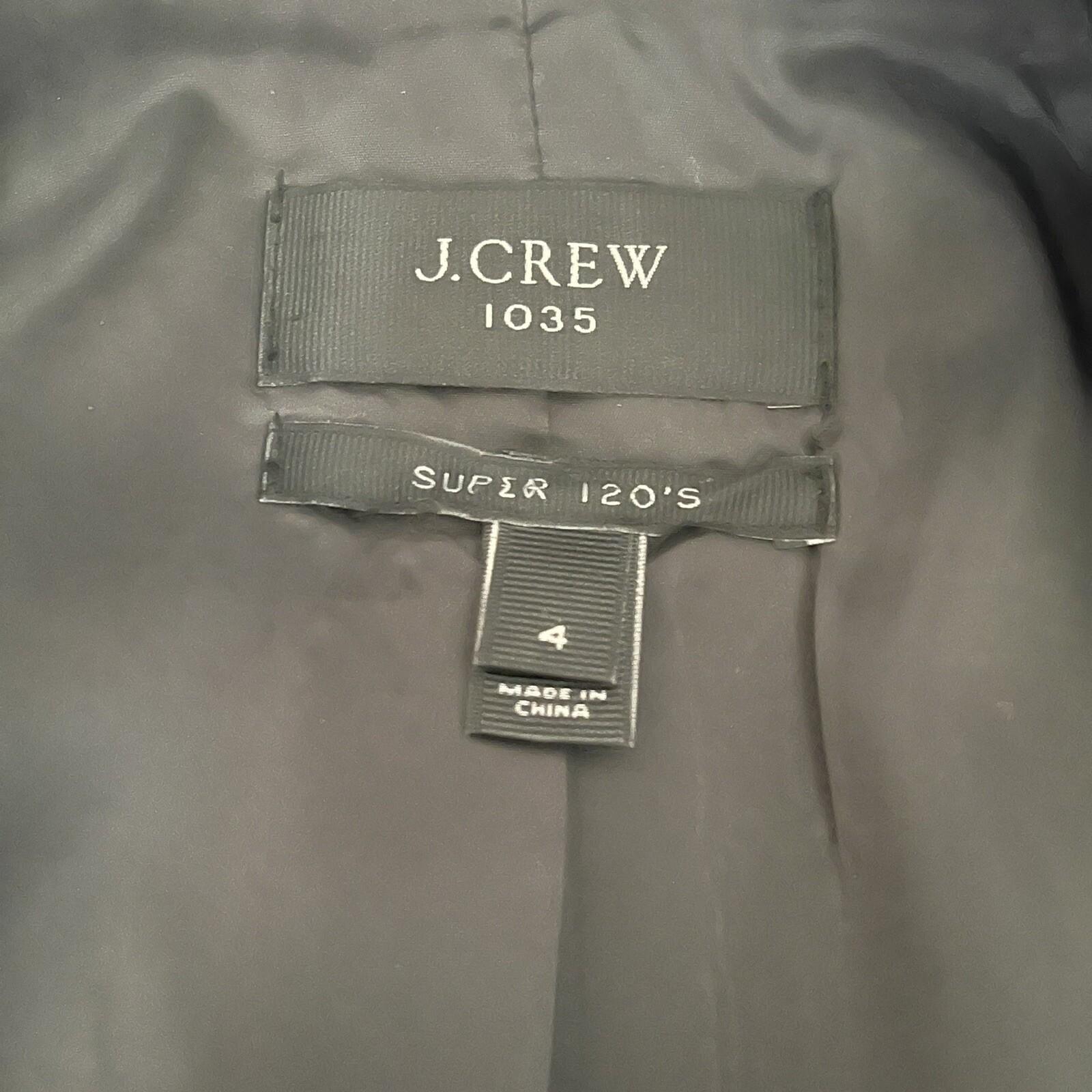 J.CREW 1035 Super 120's Women Gray Career Wool Lined Blazer Size 4
