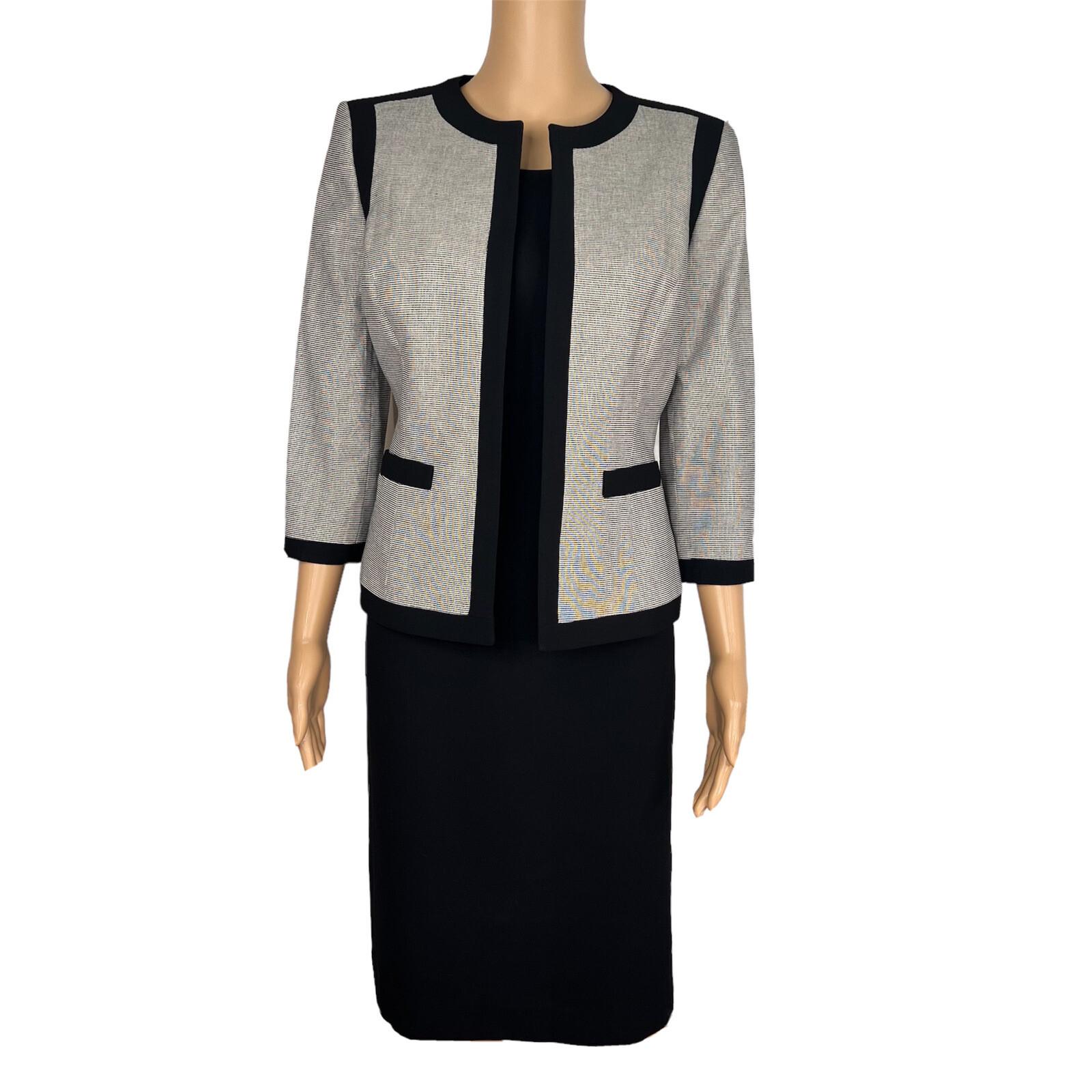 KASPER 2PC Black Gray Cotton Elastane Mismatch Dress ( Size 6) Suit (Size 4)