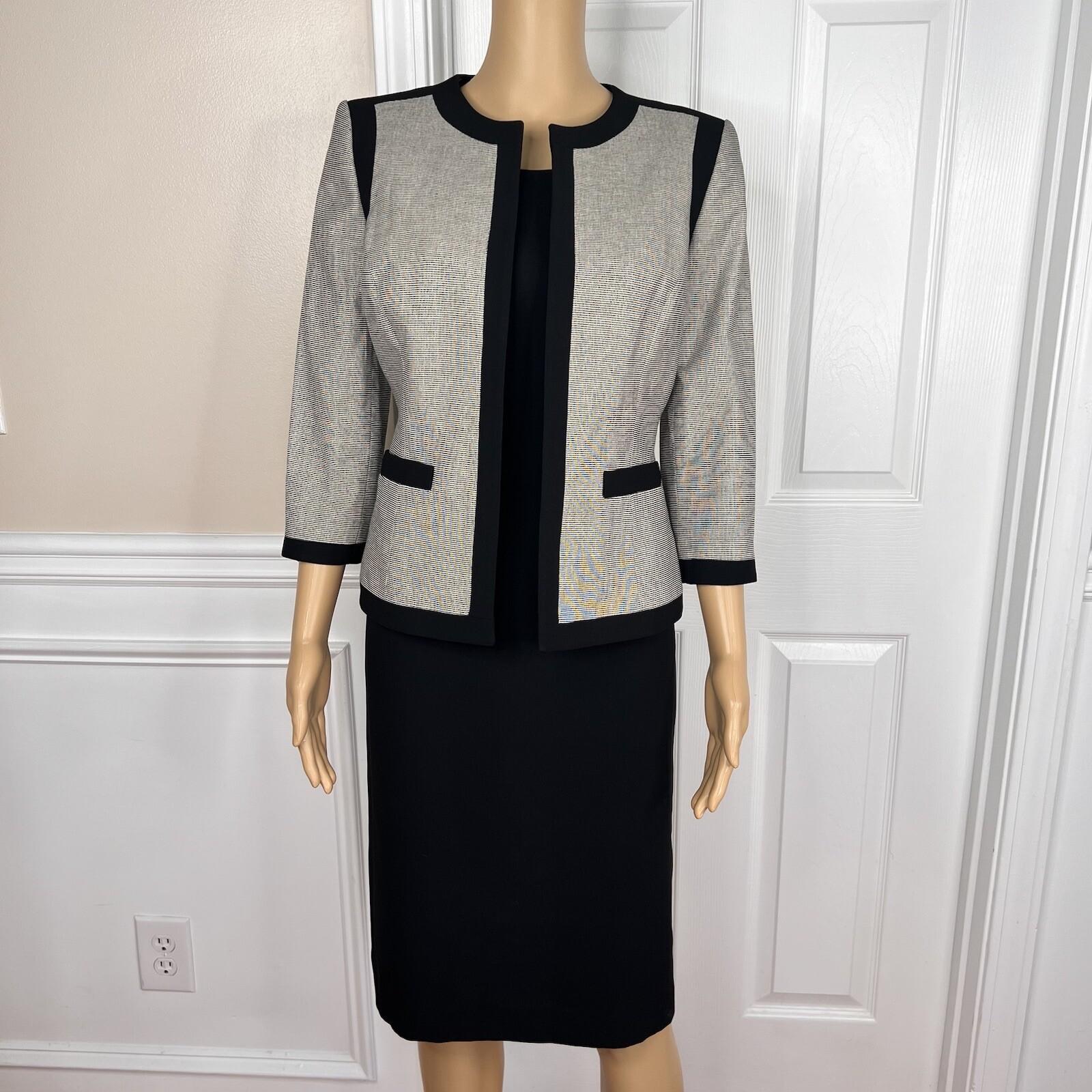 KASPER 2PC Black Gray Cotton Elastane Mismatch Dress ( Size 6) Suit (Size 4)