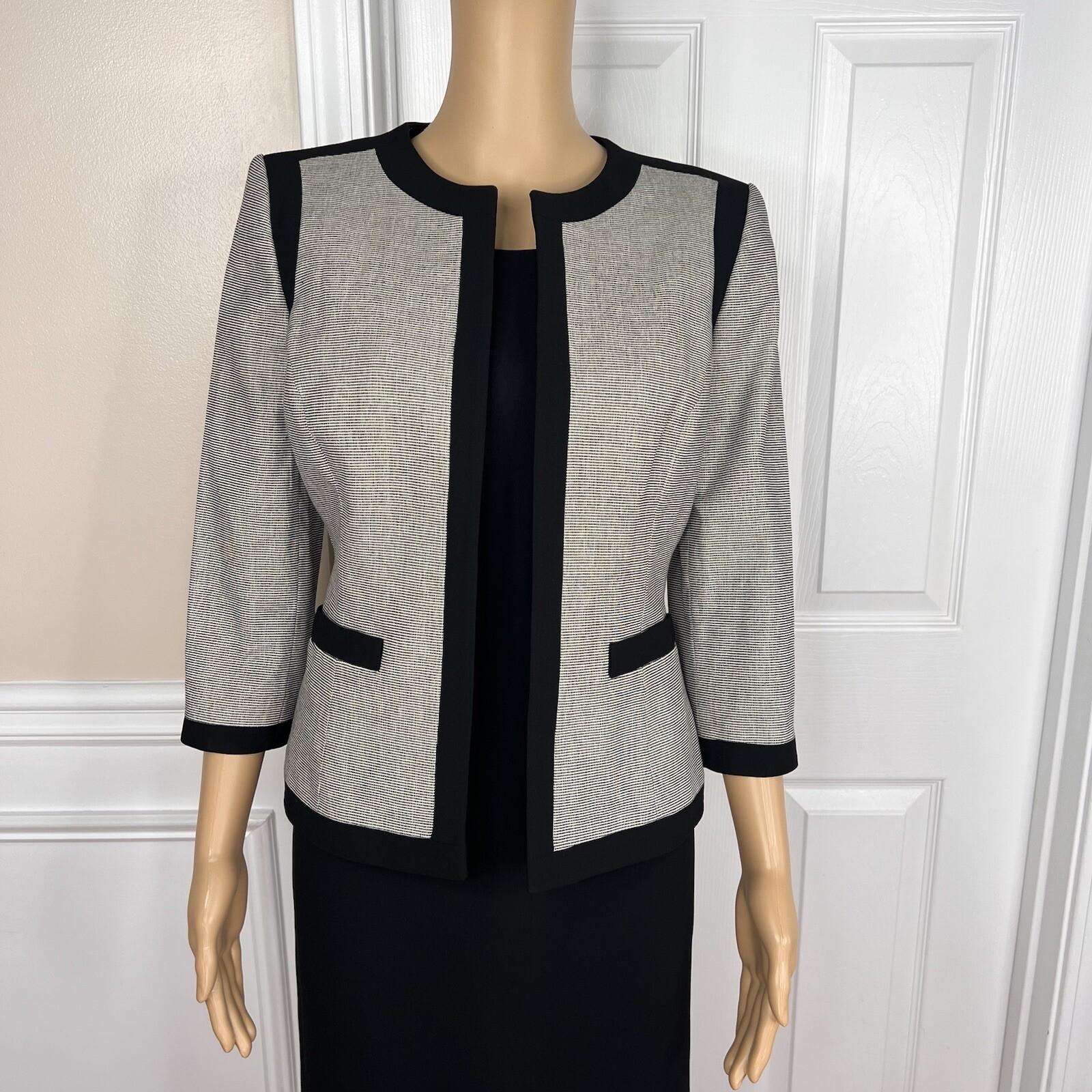 KASPER 2PC Black Gray Cotton Elastane Mismatch Dress ( Size 6) Suit (Size 4)