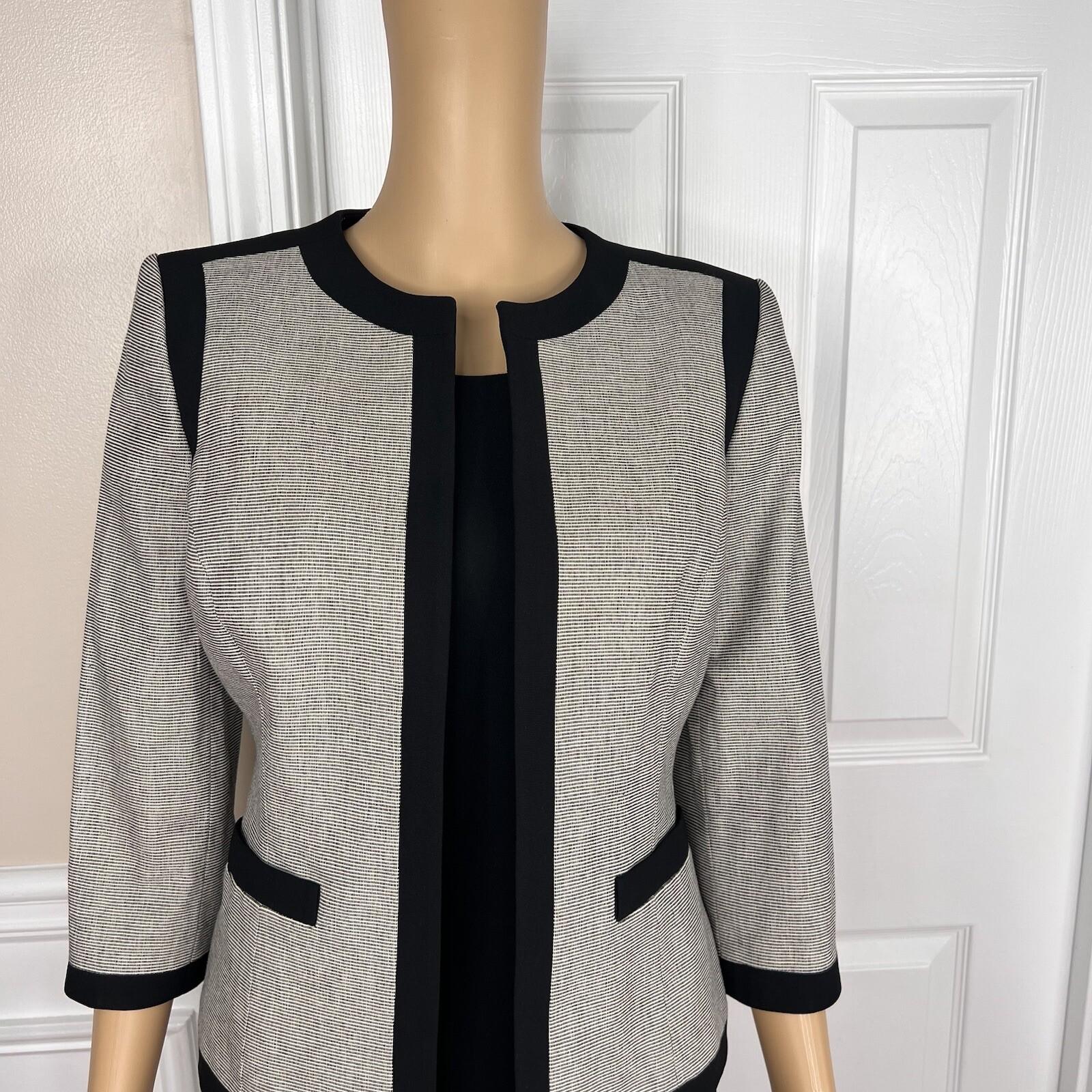 KASPER 2PC Black Gray Cotton Elastane Mismatch Dress ( Size 6) Suit (Size 4)