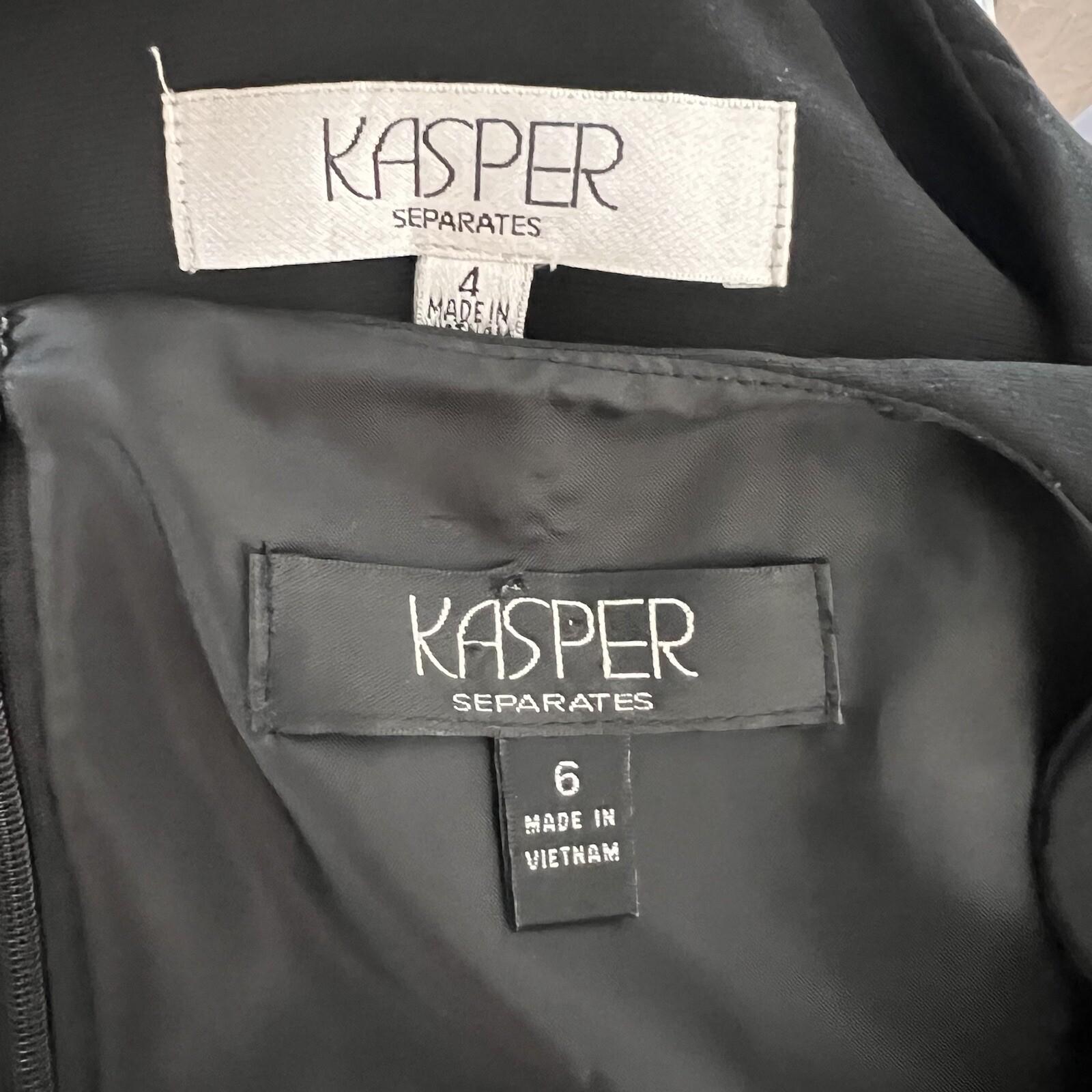 KASPER 2PC Black Gray Cotton Elastane Mismatch Dress ( Size 6) Suit (Size 4)