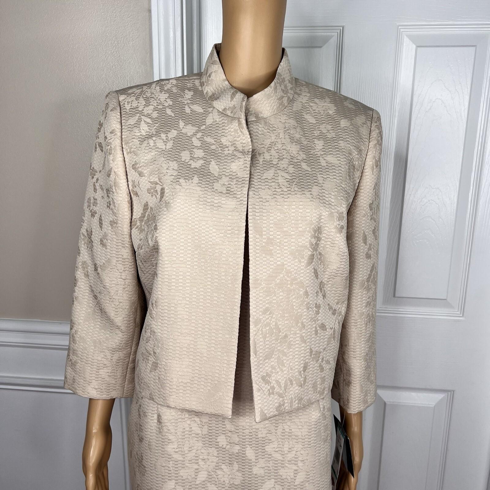 10-4726.jpg New EVAN PICONE 2PC Beige Polyester Stand Up Collar Lined Dress Suit Size 16P
