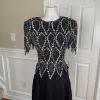LAURENCE KAZAR NY Women Black Silk Beaded Fit and Flared Lined Dress Size PM